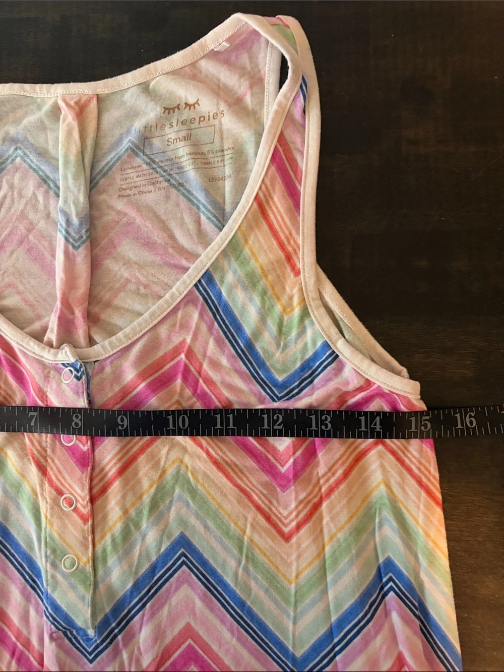 Little Sleepies Luna Multi Color Chevron Print Snap Nightgown Size Small